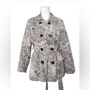 Tweeds double breasted Trench Belted Jacket Silk / Cotton blend sz Large